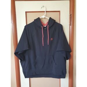PUMA Women's Sleeveless Hoodie Poncho Black L Large Logo Size M